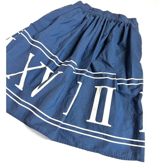 Modcloth Circle Skirt Roman Numeral Full Navy Women’s Size Small Cotton Zip - Picture 4 of 10
